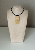 Series 10: Antique Domino as Pendant Necklace - Leather Cord, Sterling Silver Clasp