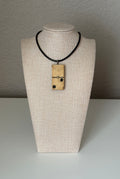 Series 10: Antique Domino as Pendant Necklace - Leather Cord, Sterling Silver Clasp