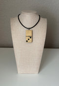 Series 10: Antique Domino as Pendant Necklace - Leather Cord, Sterling Silver Clasp