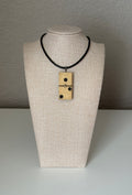 Series 10: Antique Domino as Pendant Necklace - Leather Cord, Sterling Silver Clasp
