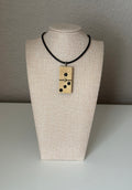 Series 10: Antique Domino as Pendant Necklace - Leather Cord, Sterling Silver Clasp