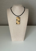 Series 10: Antique Domino as Pendant Necklace - Leather Cord, Sterling Silver Clasp