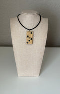 Series 10: Antique Domino as Pendant Necklace - Leather Cord, Sterling Silver Clasp