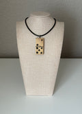 Series 10: Antique Domino as Pendant Necklace - Leather Cord, Sterling Silver Clasp