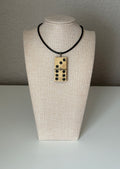 Series 10: Antique Domino as Pendant Necklace - Leather Cord, Sterling Silver Clasp
