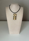 Series 10: Antique Domino as Pendant Necklace - Leather Cord, Sterling Silver Clasp