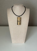 Series 10: Antique Domino as Pendant Necklace - Leather Cord, Sterling Silver Clasp