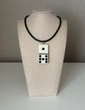 Series 9: 1960s Vintage Domino as Pendant Necklace - Rubber Cord, Sterling Silver Clasp