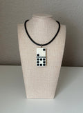 Series 9: 1960s Vintage Domino as Pendant Necklace - Rubber Cord, Sterling Silver Clasp