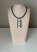 Series 9: 1960s Vintage Domino as Pendant Necklace - Rubber Cord, Sterling Silver Clasp