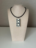 Series 9: 1960s Vintage Domino as Pendant Necklace - Rubber Cord, Sterling Silver Clasp