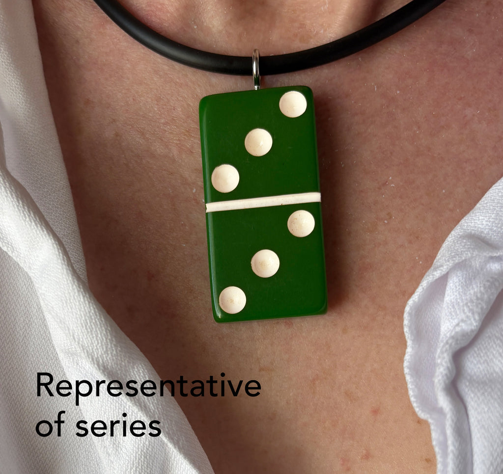 Series 2: Vintage Puremco Domino Necklace, Mid-century, Green, Number 2 of 28