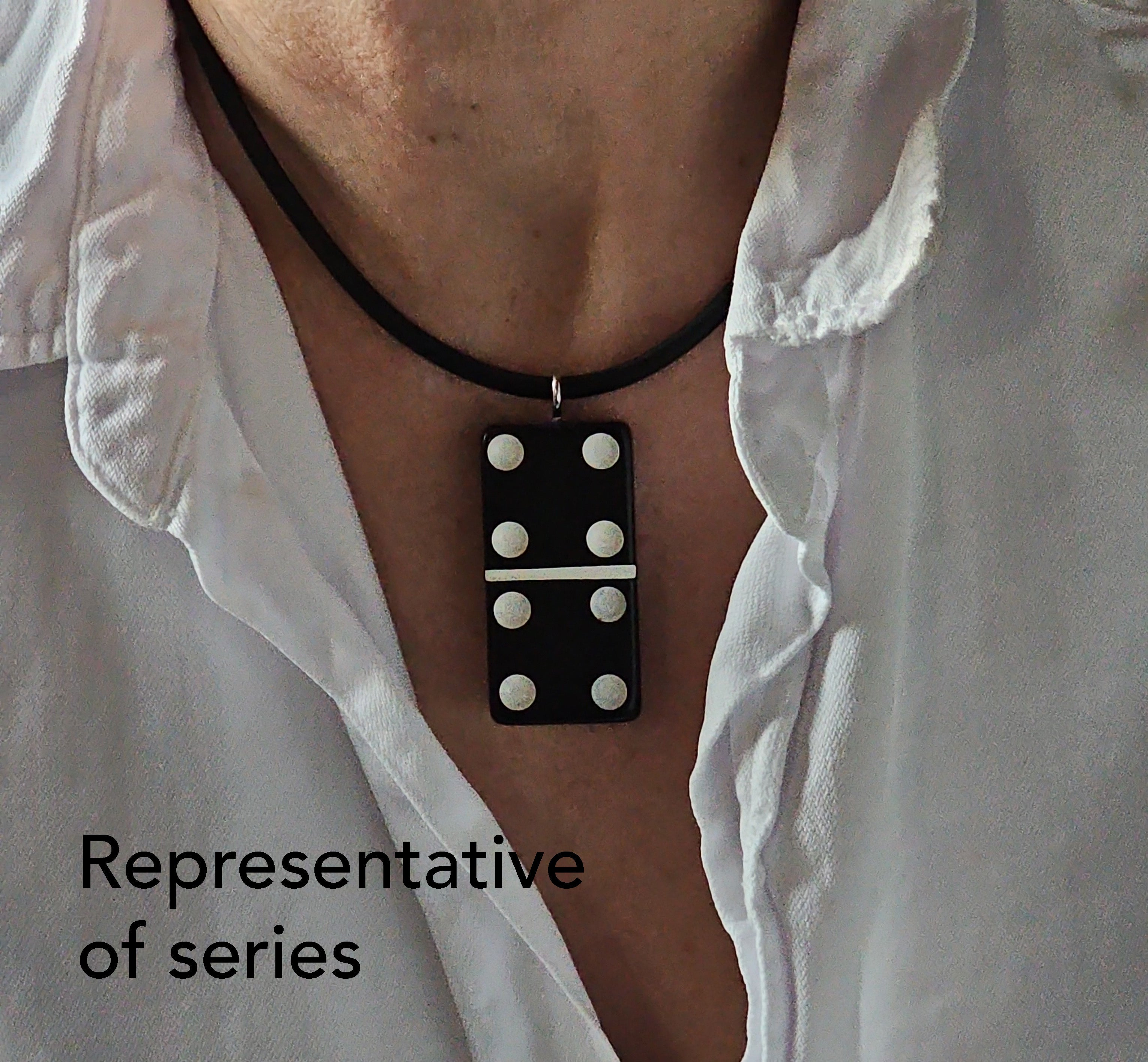 Series 5: Vintage Puremco Domino Necklace, Mid-century, Black, Number 4 of 17
